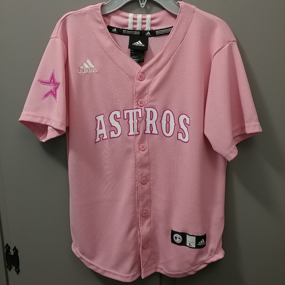 Adidas MLB Houston Astros Girls Youth Baseball Jersey Large 14 Pink